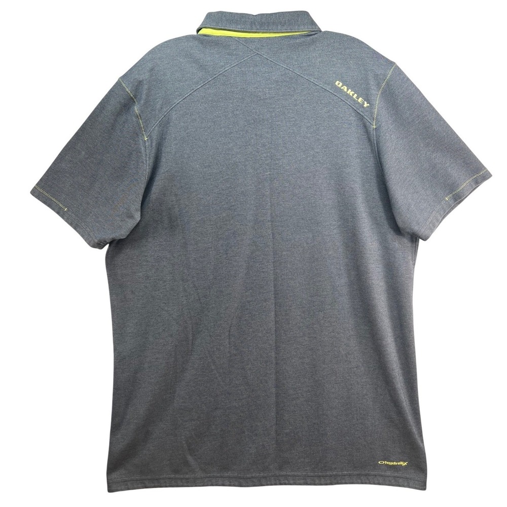 Oakley Mens XL GrayNeonYellow Tailored Fit Hydrolix Golf Polo Shirt Short Sleeve - Picture 9 of 11